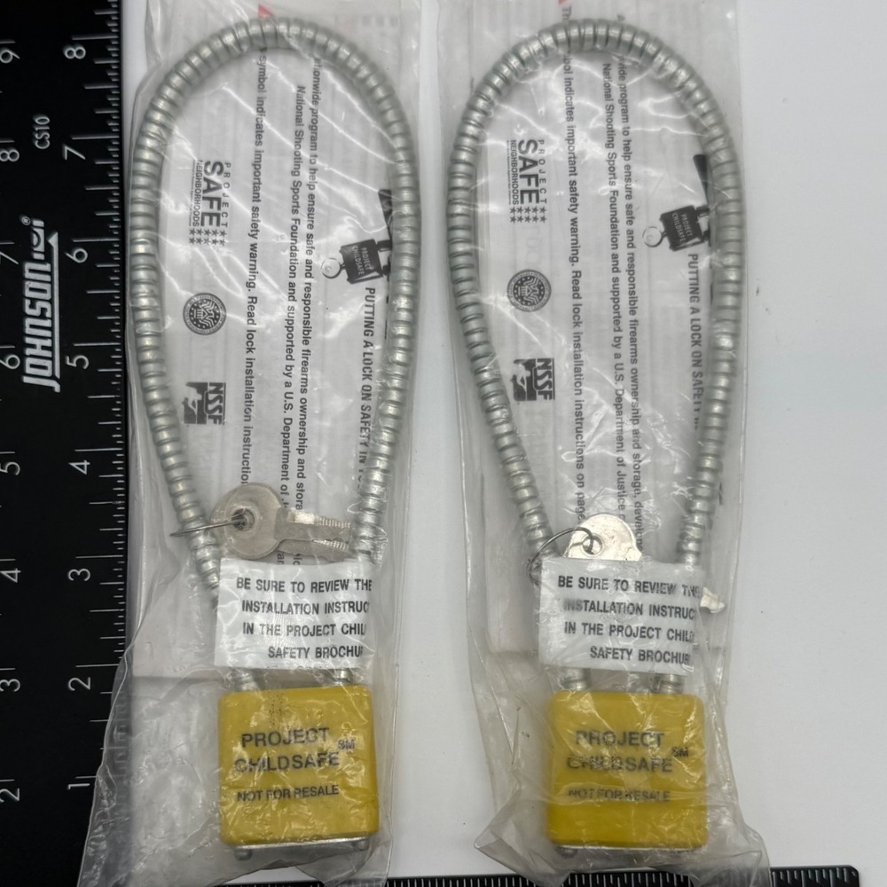Project ChildSafe Gun Cable Locks‎ Firearm Safety 2 Pack Yellow New